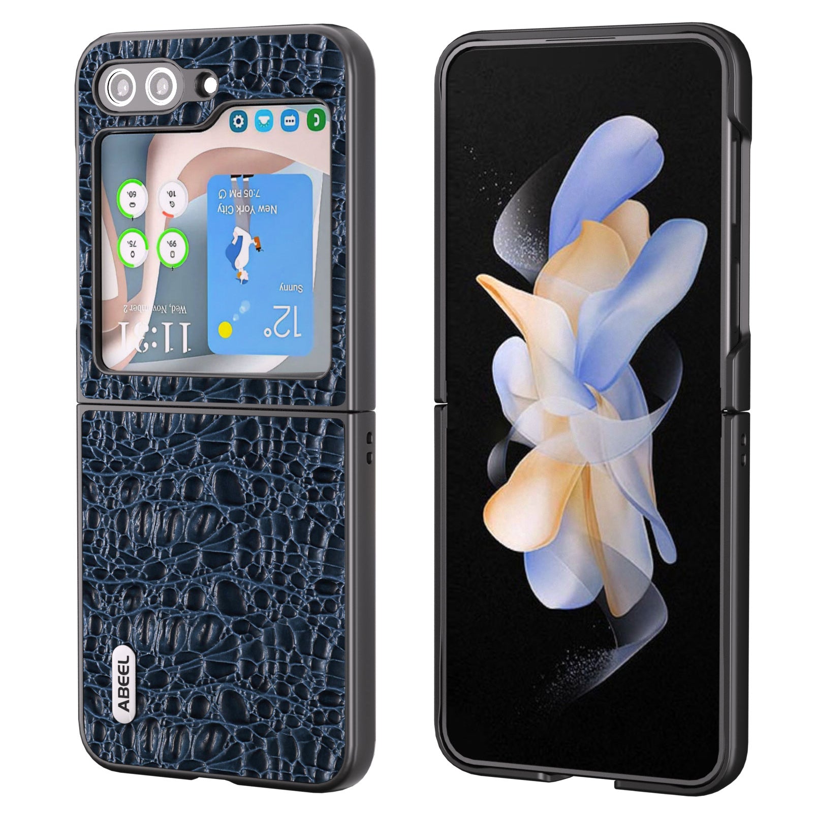 ABEEL Pro Samsung Galaxy Z Flip5 5G Pouzdro na PC telefon z pravé hovězí kůže s texturou protiskluzový kryt ABEEL Pro Samsung Galaxy Z Flip5 5G Pouzdro na PC telefon z pravé hovězí kůže s texturou protiskluzový kryt
